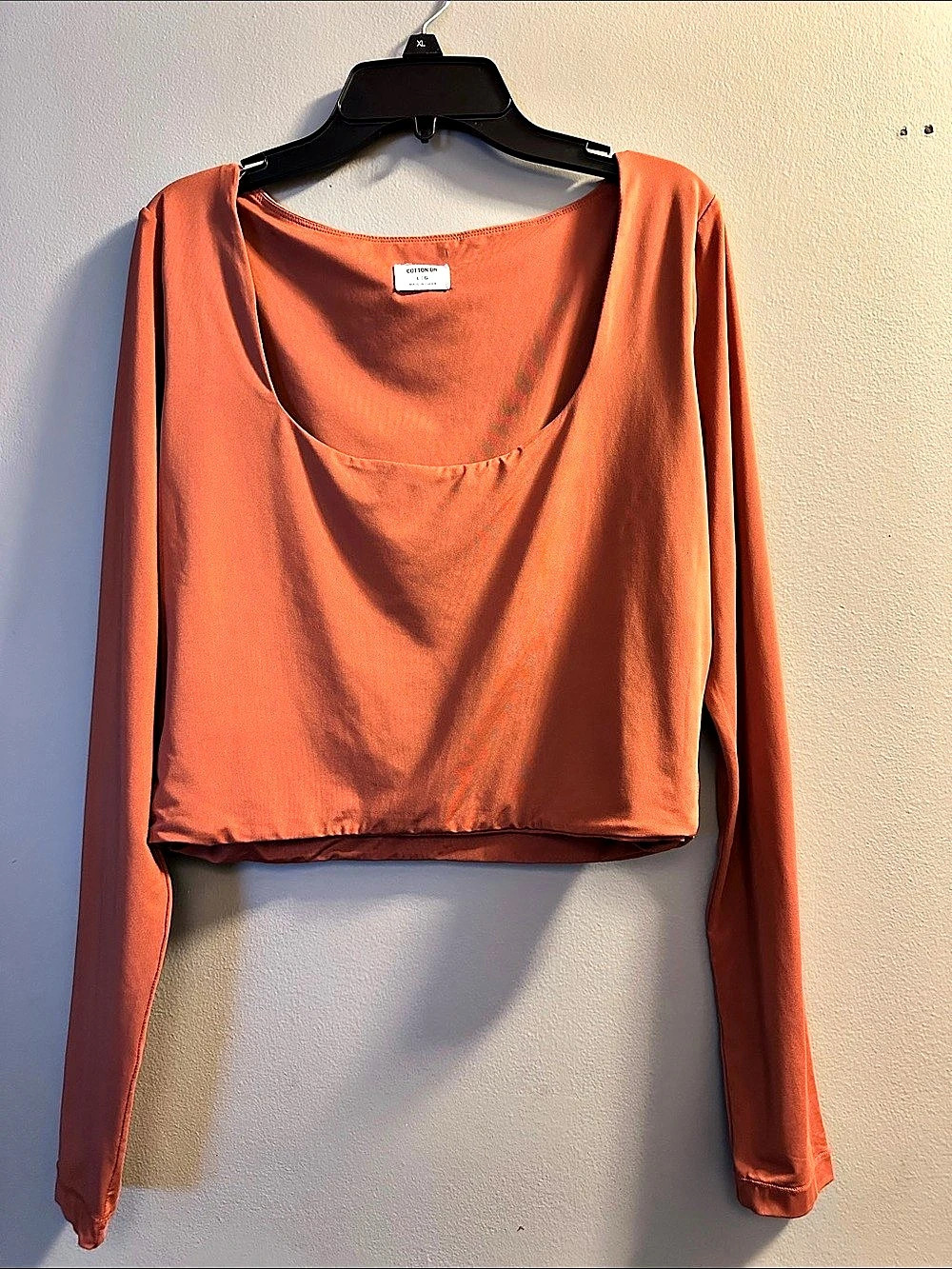Cotton On Long Sleeve Crop Top in Orange